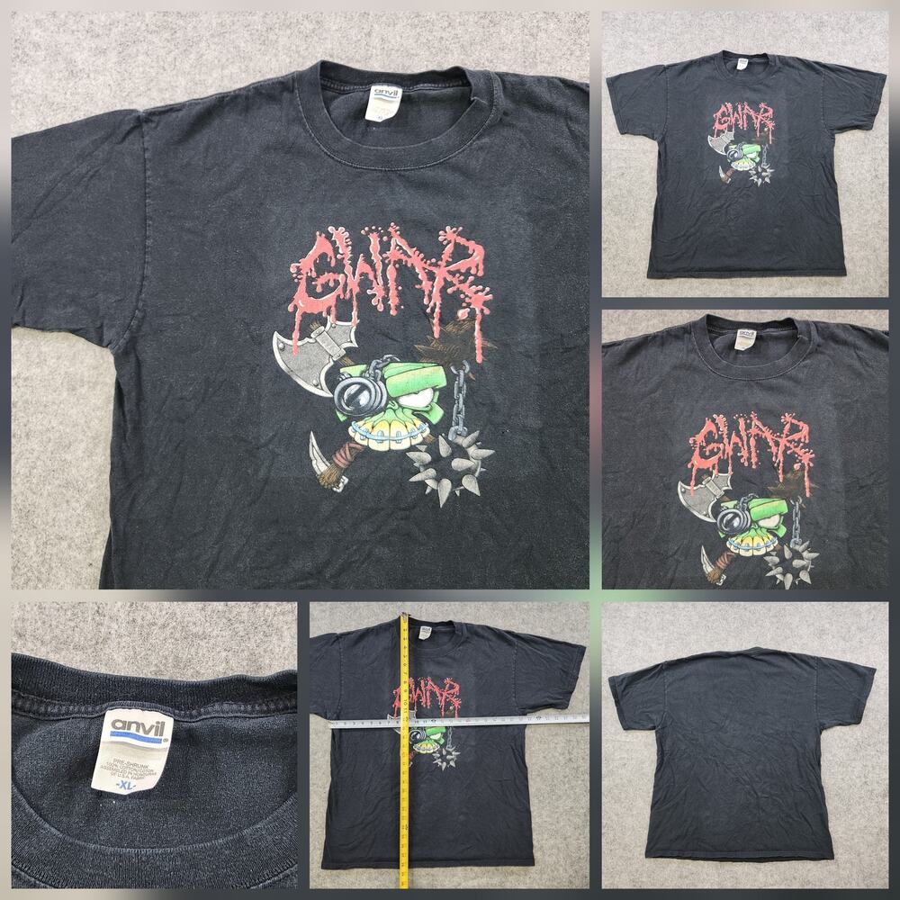 Vintage GWAR T‎ Shirt Mens XL Black Band Tee Cartoon Graphic Metal Y2K 2000s